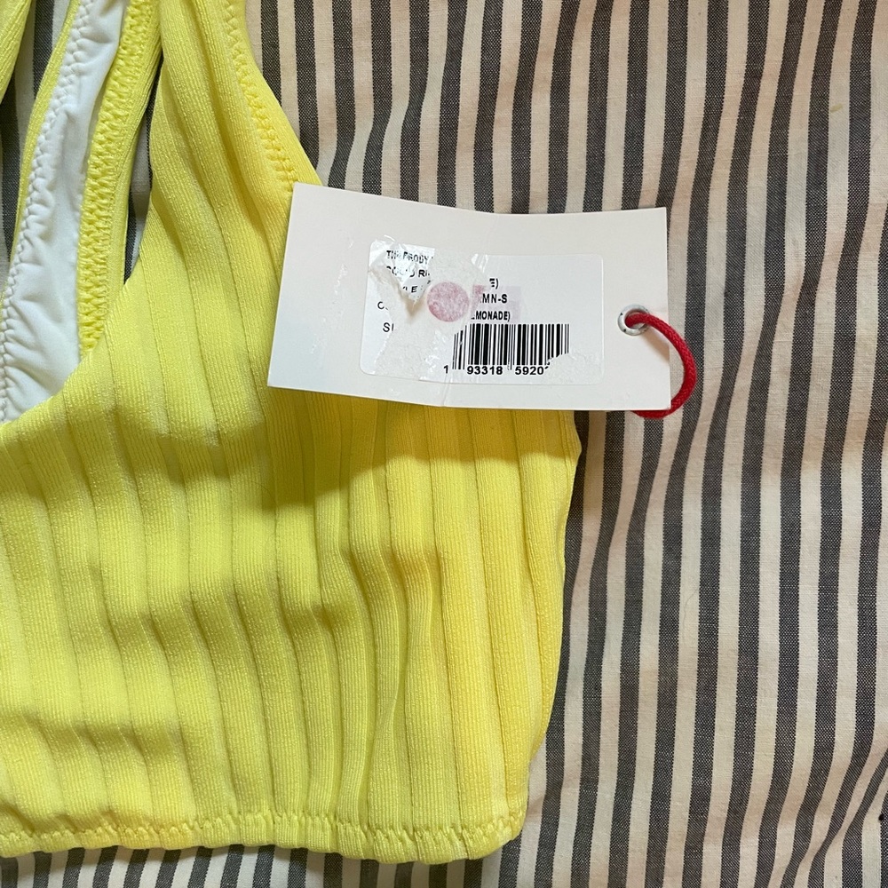 Solid & Striped Neon Yellow One Shoulder Bikini - Picture 5 of 8
